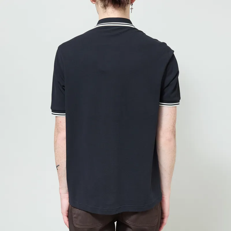 Fred Perry Button Through Polo Shirt Navy-2