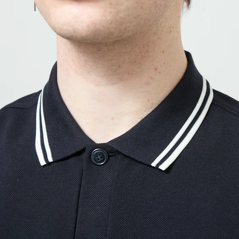 Fred Perry Button Through Polo Shirt Navy-3
