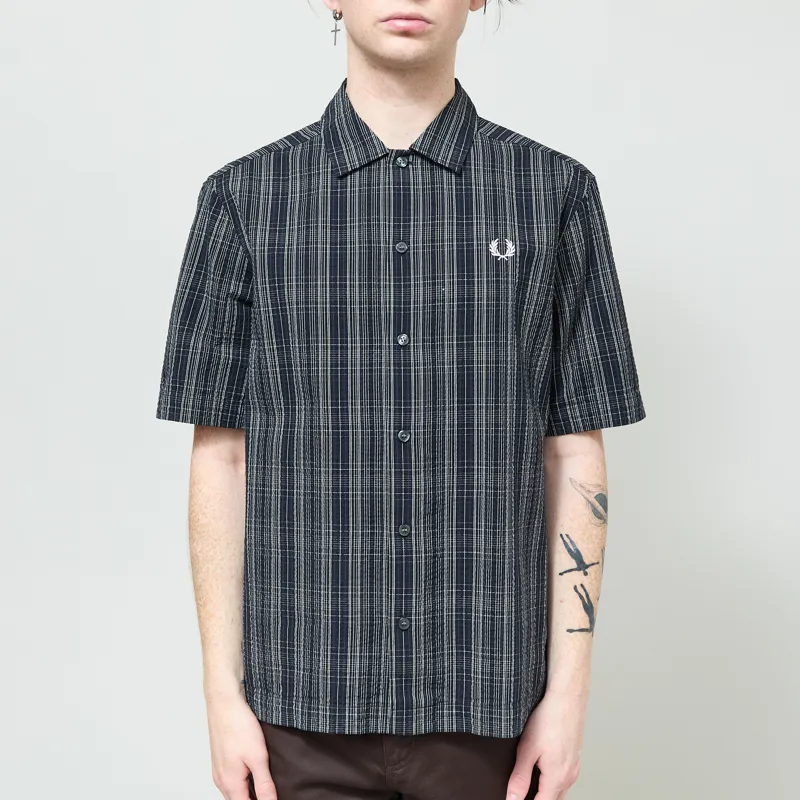 Fred Perry Seersucker Check Shirt Navy