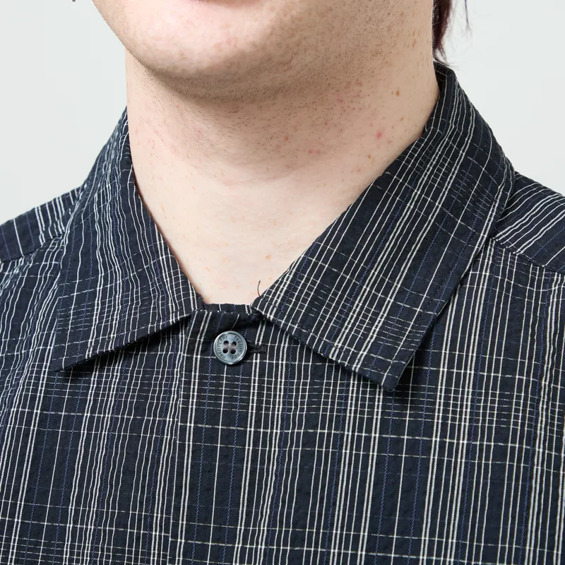 Fred Perry Seersucker Check Shirt Navy-3