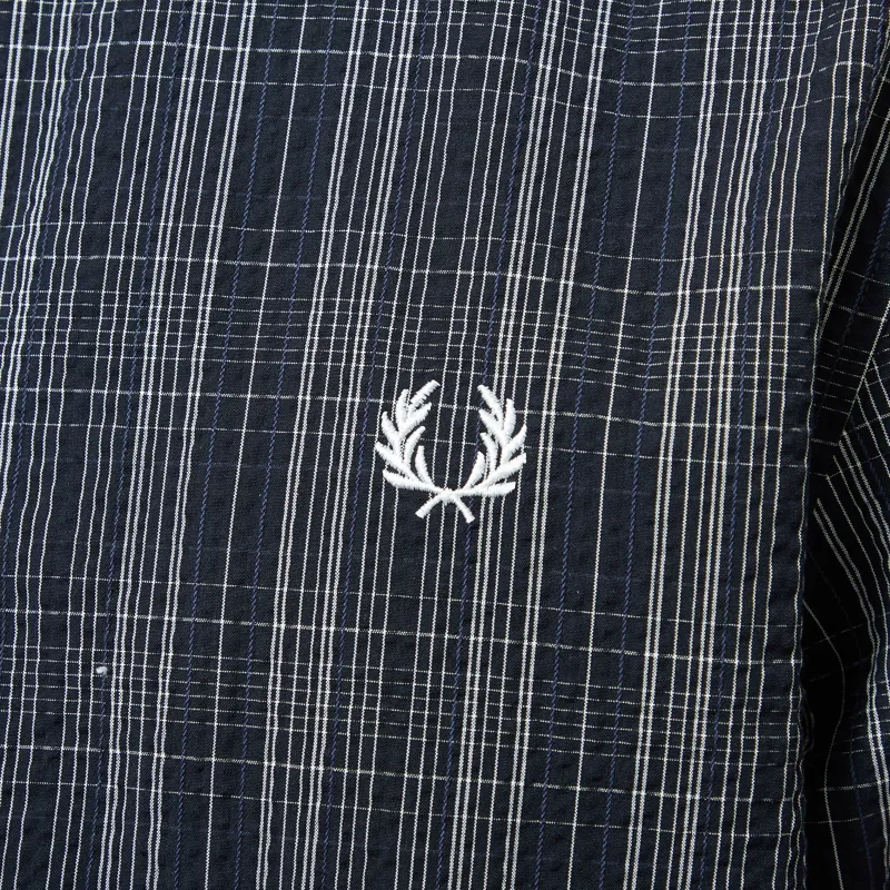 Fred Perry Seersucker Check Shirt Navy-5