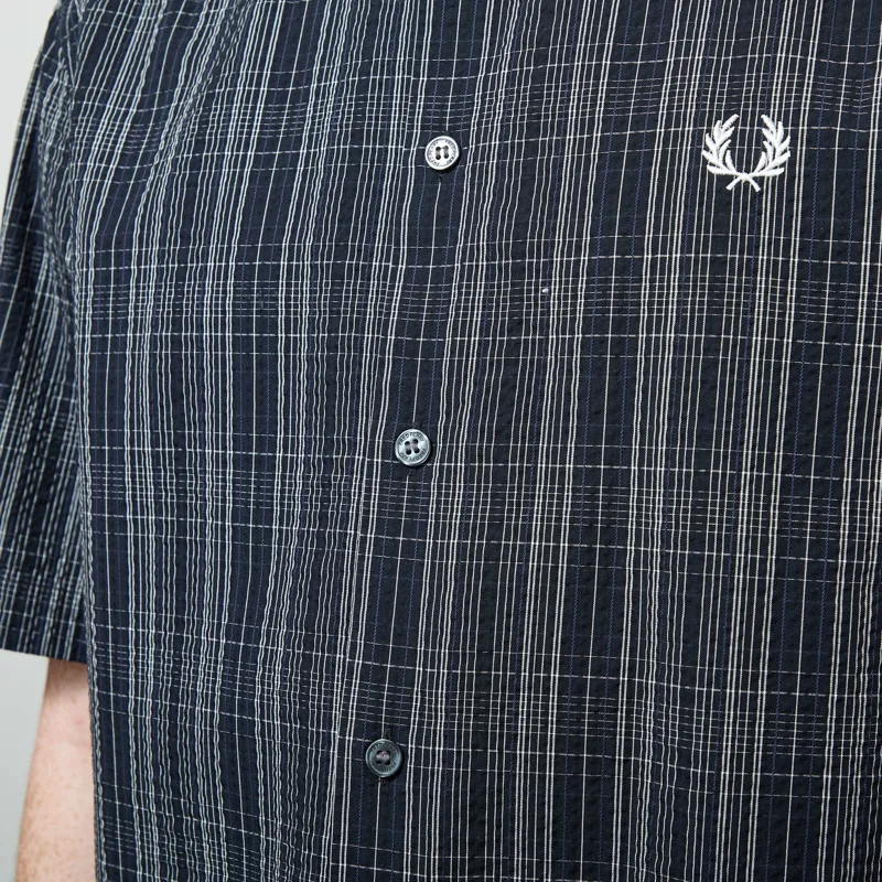 Fred Perry Seersucker Check Shirt Navy-4
