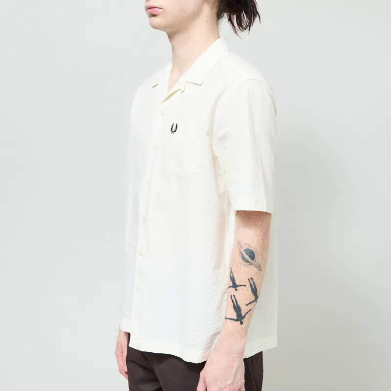 Fred Perry Seersucker Revere Collar Shirt Ecru-1