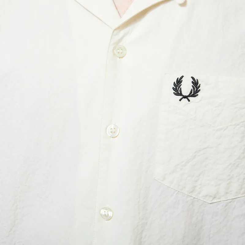 Fred Perry Seersucker Revere Collar Shirt Ecru-4