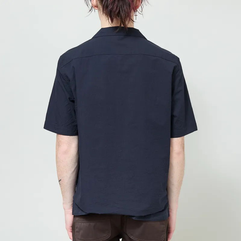 Fred Perry Seersucker Revere Collar Shirt Navy-2