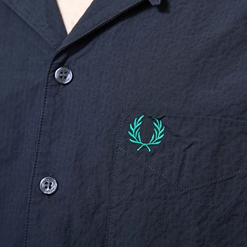 Fred Perry Seersucker Revere Collar Shirt Navy-6