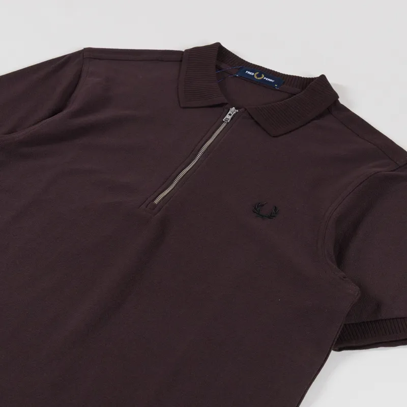 Fred Perry Crepe Pique Polo Shirt Rich Brown-1