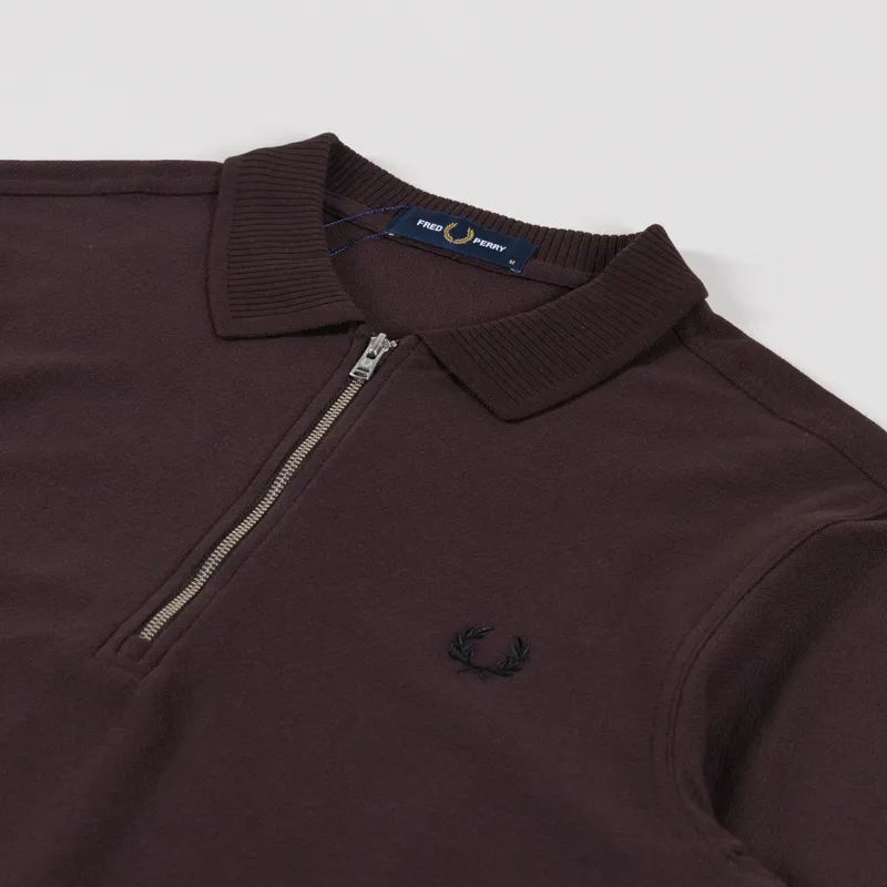 Fred Perry Crepe Pique Polo Shirt Rich Brown-2