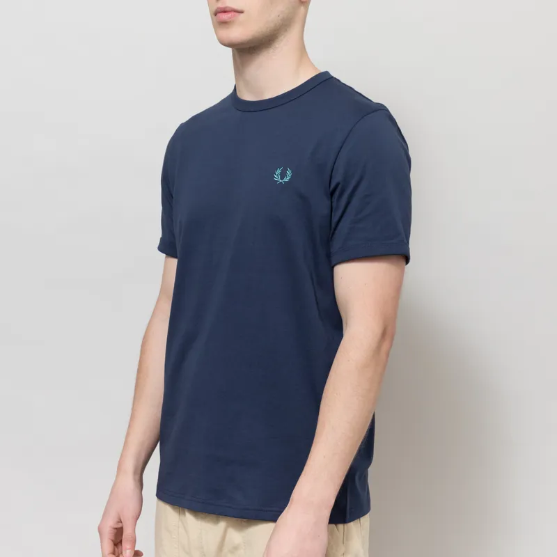 Fred Perry Ringer T Shirt Tennis Blue-1