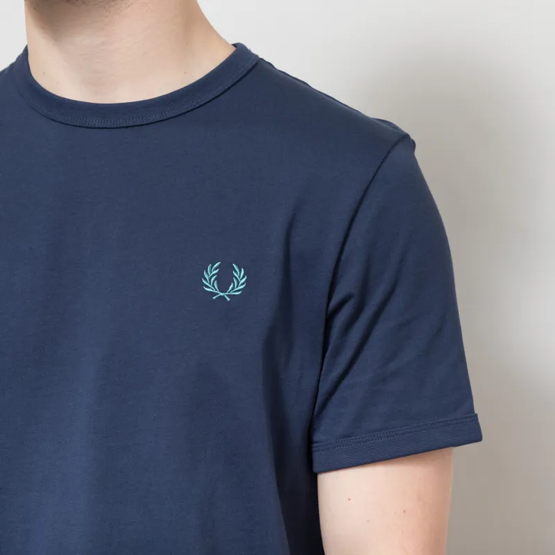 Fred Perry Ringer T Shirt Tennis Blue-4