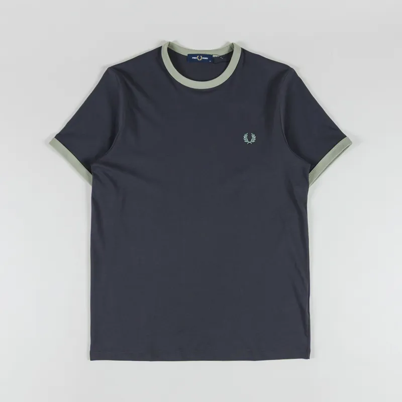 Fred Perry Ringer T Shirt Anchor Grey Seagrass