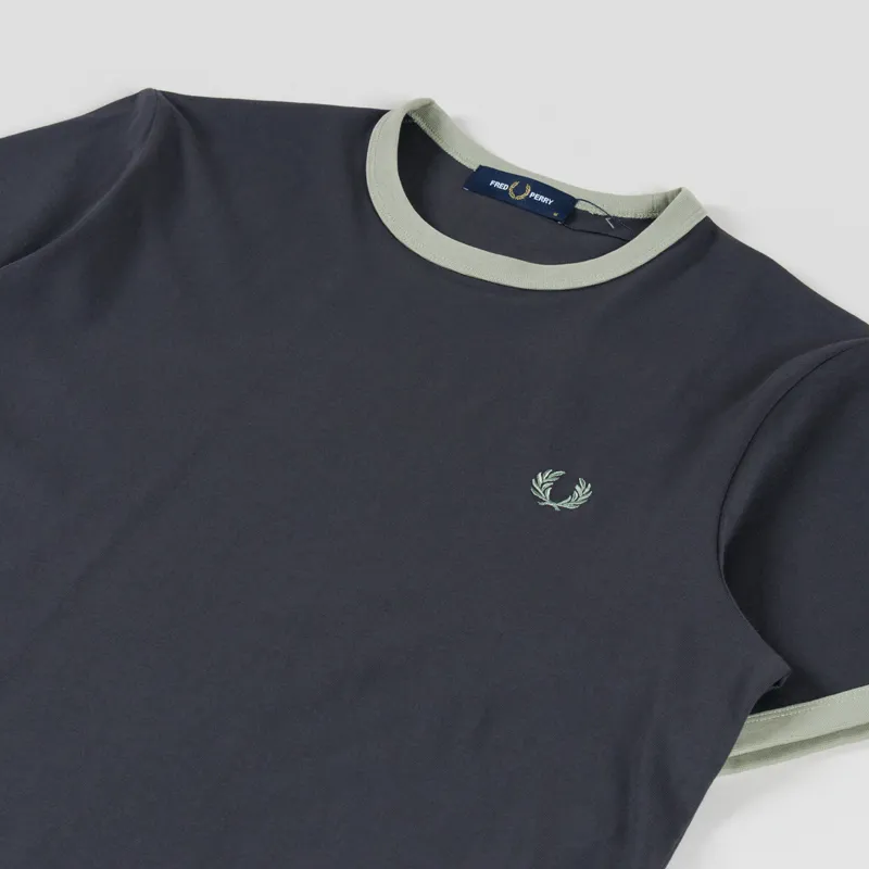 Fred Perry Ringer T Shirt Anchor Grey Seagrass-1
