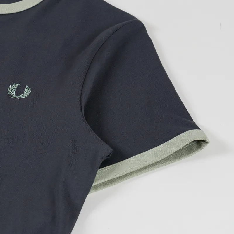 Fred Perry Ringer T Shirt Anchor Grey Seagrass-2