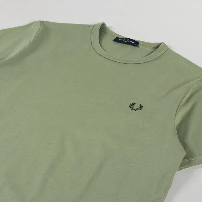 Fred Perry Ringer T Shirt Olive Mint-1