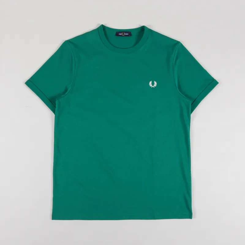 Fred Perry Ringer T Shirt Label Green