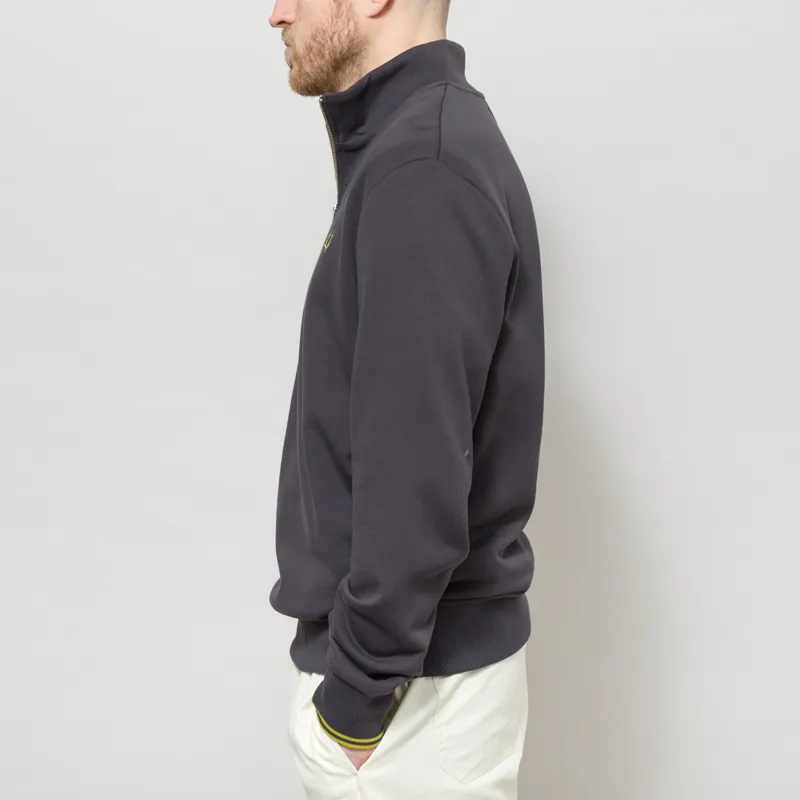 Fred Perry Half Zip Sweatshirt Grey Tennis Ball Yellow-2