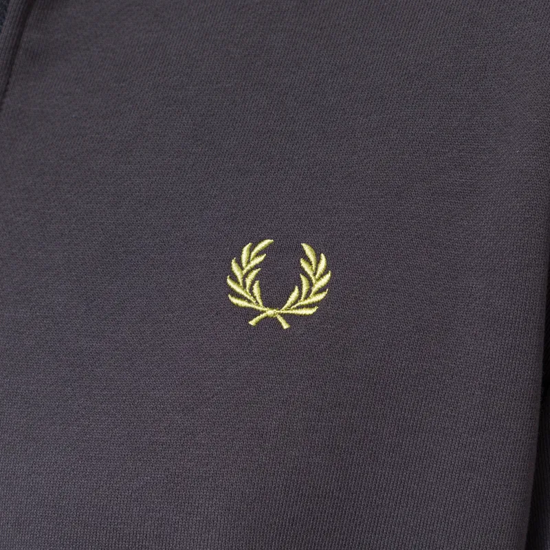 Fred Perry Half Zip Sweatshirt Grey Tennis Ball Yellow-7