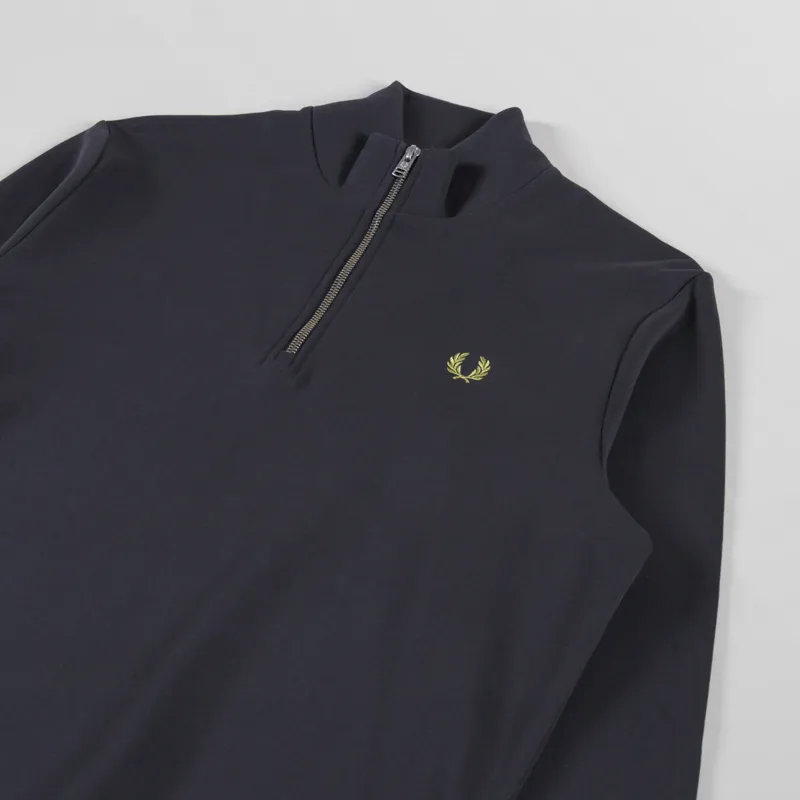Fred Perry Half Zip Sweatshirt Grey Tennis Ball Yellow-2