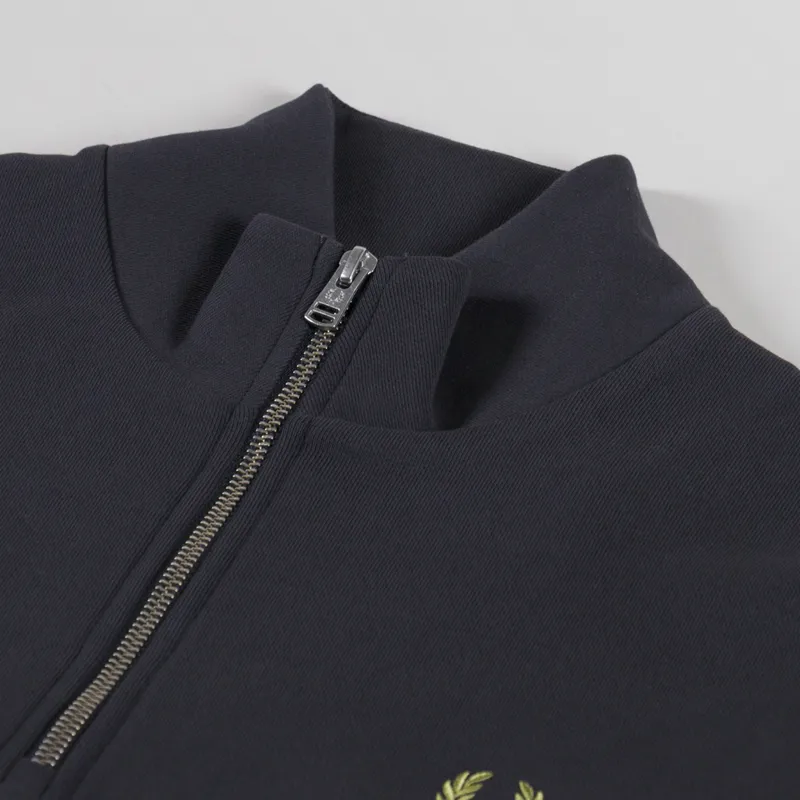 Fred Perry Half Zip Sweatshirt Grey Tennis Ball Yellow-4
