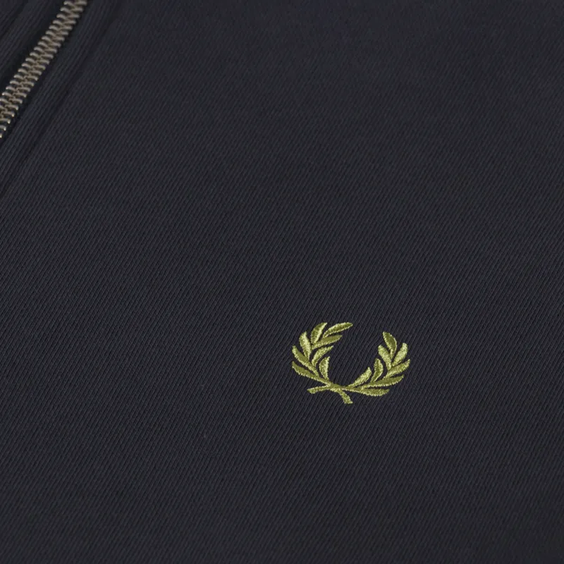 Fred Perry Half Zip Sweatshirt Grey Tennis Ball Yellow-5