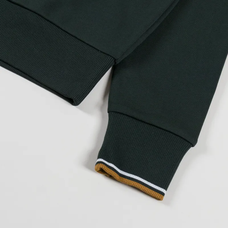 Fred Perry Half Zip Sweatshirt Night Green Dusky Blue Dark Caramel-6
