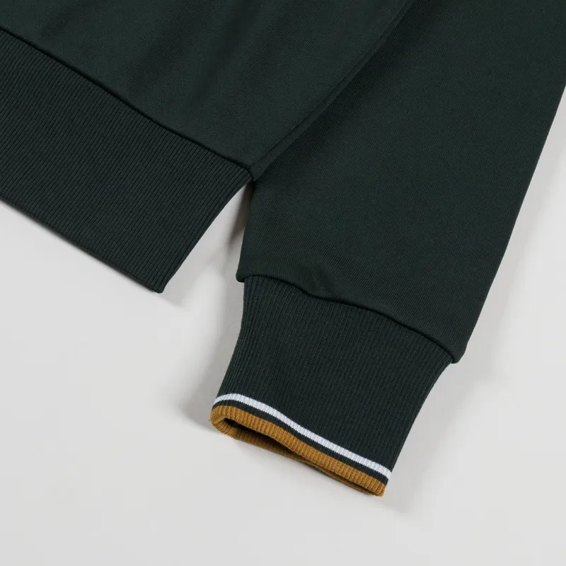 Fred Perry Half Zip Sweatshirt Night Green Dusky Blue Dark Caramel-7