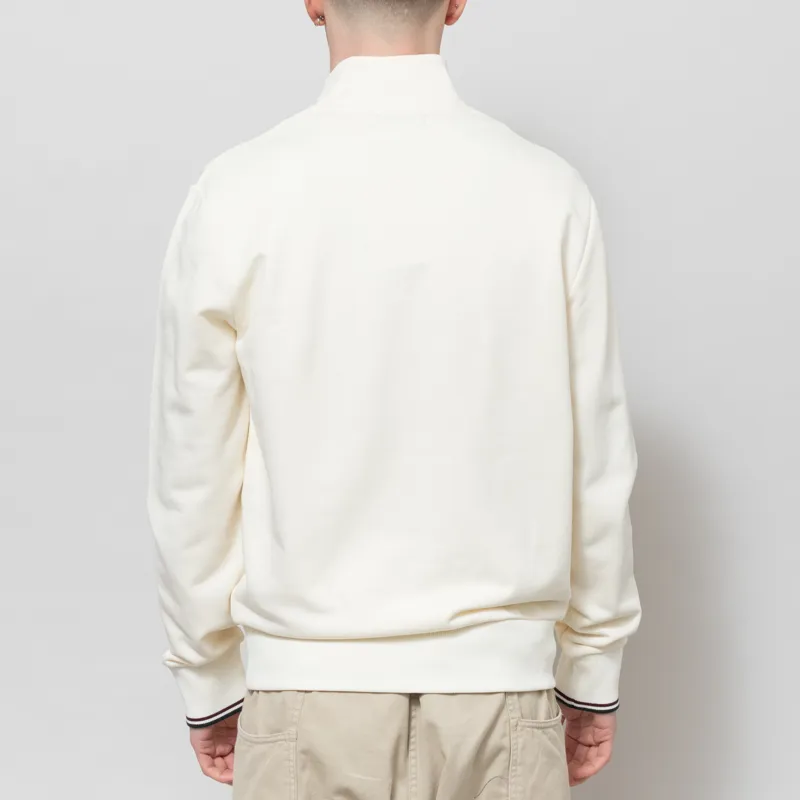 Fred Perry Half Zip Sweatshirt Ecru Oxblood Grassroots-3
