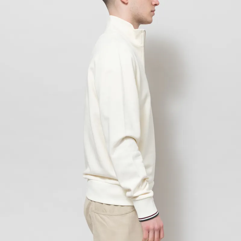 Fred Perry Half Zip Sweatshirt Ecru Oxblood Grassroots-4