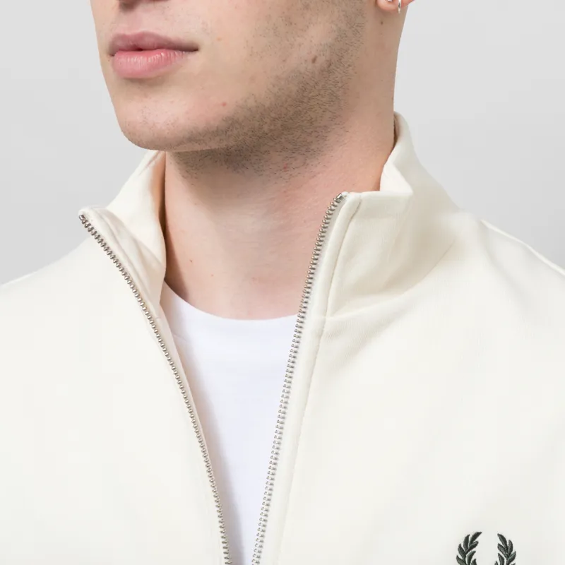 Fred Perry Half Zip Sweatshirt Ecru Oxblood Grassroots-7