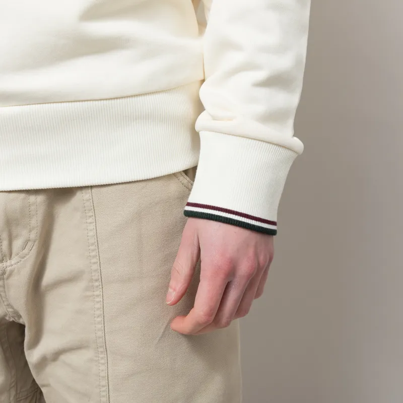 Fred Perry Half Zip Sweatshirt Ecru Oxblood Grassroots-5