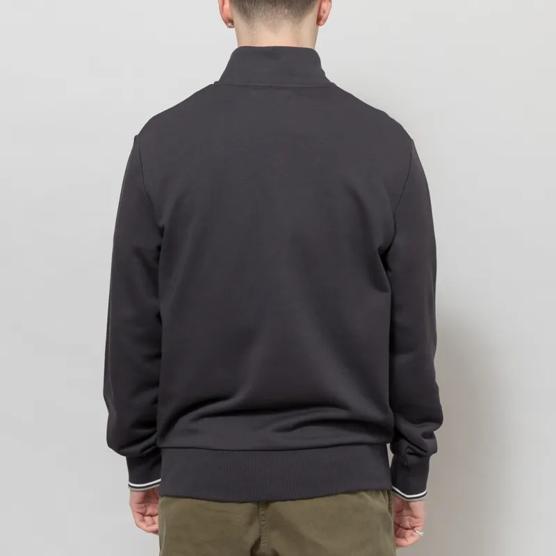 Fred Perry Half Zip Sweatshirt Anchor Grey Ecru Seagrass-2