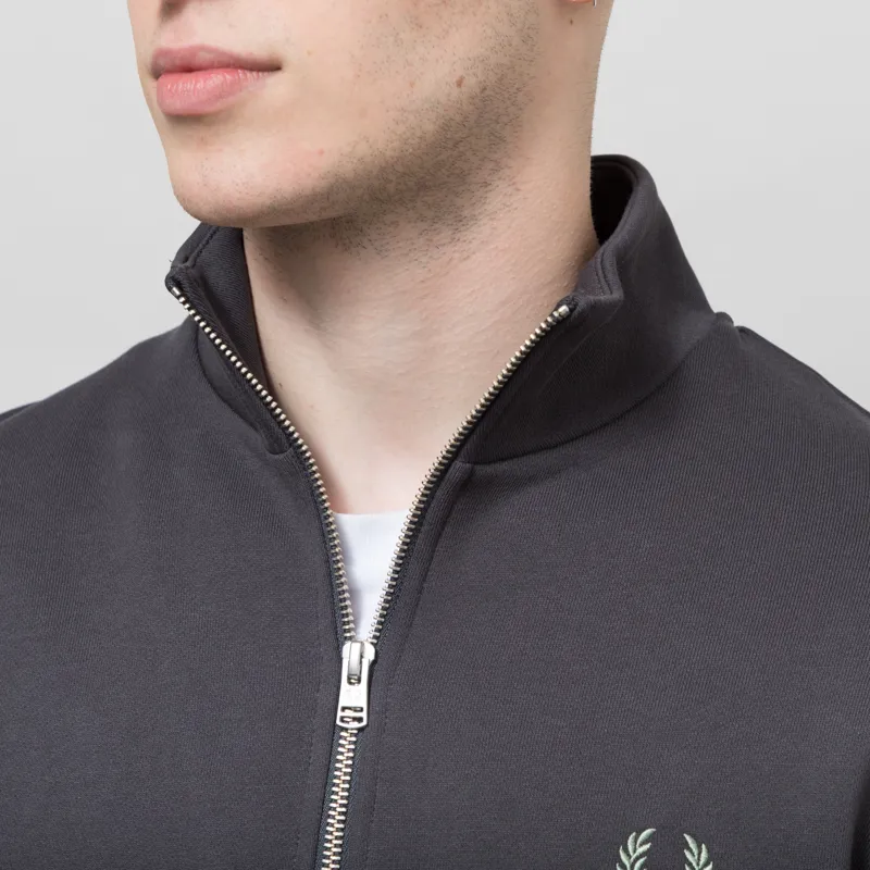 Fred Perry Half Zip Sweatshirt Anchor Grey Ecru Seagrass-3