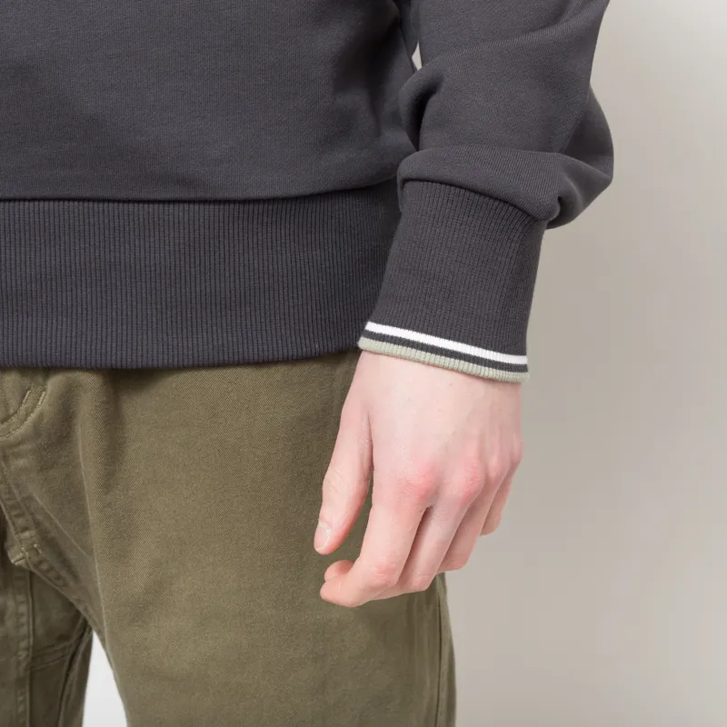 Fred Perry Half Zip Sweatshirt Anchor Grey Ecru Seagrass-6