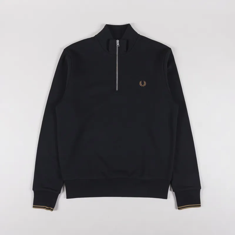 Fred Perry Half Zip Sweatshirt Black Shaded Stone