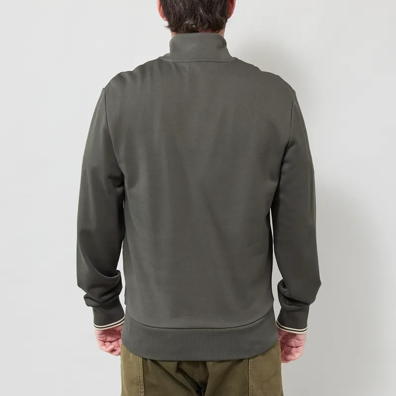 Fred Perry Half Zip Sweatshirt Field Green Oatmeal-2