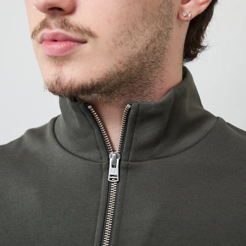 Fred Perry Half Zip Sweatshirt Field Green Oatmeal-4