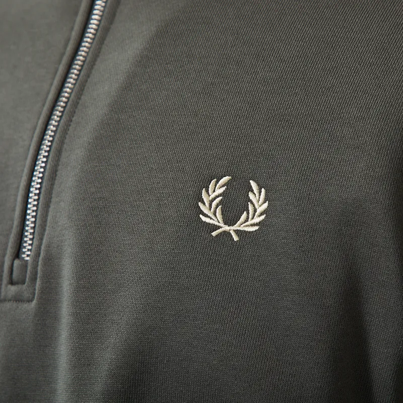 Fred Perry Half Zip Sweatshirt Field Green Oatmeal-5
