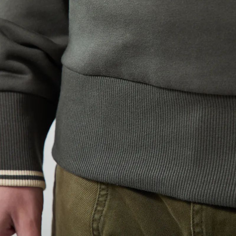 Fred Perry Half Zip Sweatshirt Field Green Oatmeal-8