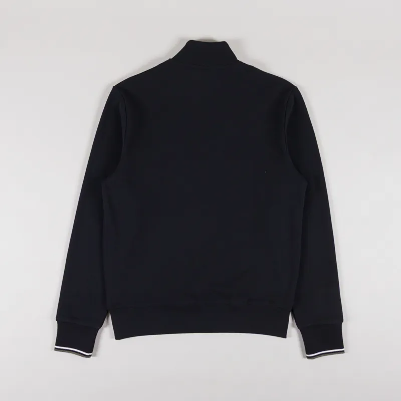 Fred Perry Half Zip Sweatshirt Black Ecru Laurel Wreath Green-1