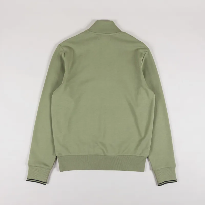 Fred Perry Half Zip Sweatshirt Olive Mint-1