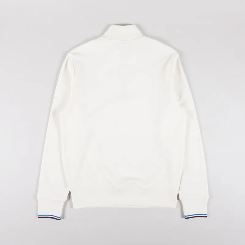 Fred Perry Half Zip Sweatshirt Ecru Court Blue Oxblood-1