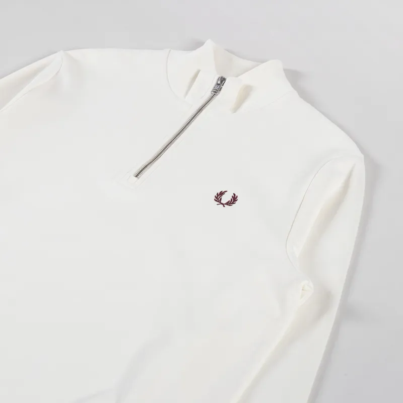 Fred Perry Half Zip Sweatshirt Ecru Court Blue Oxblood-2