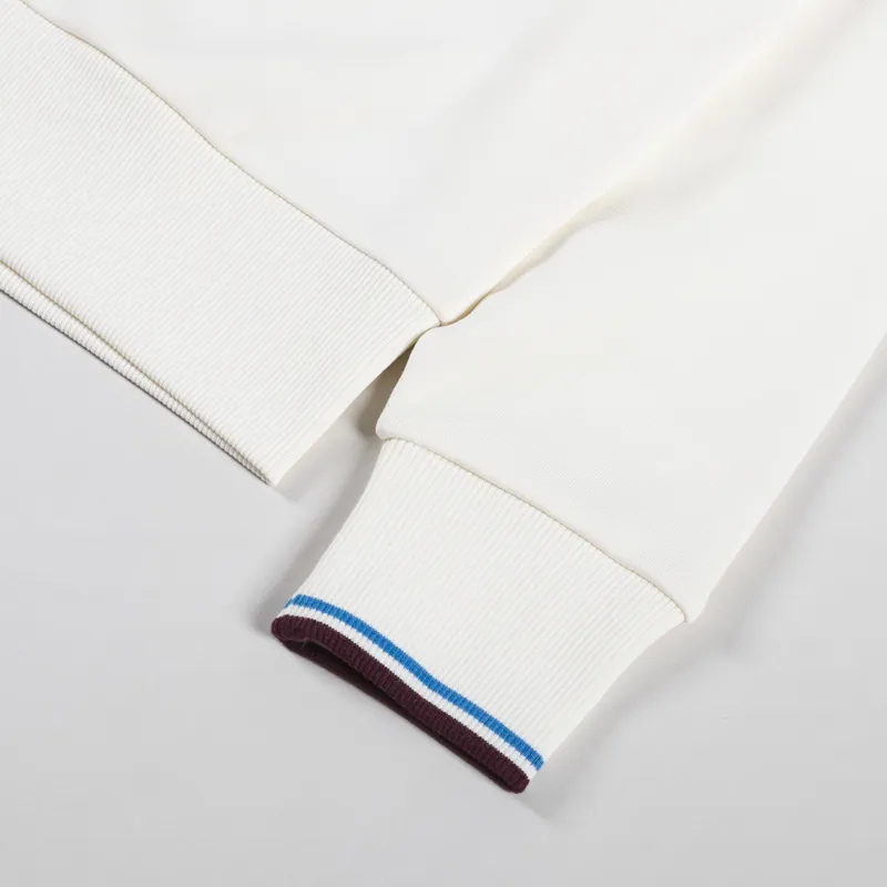 Fred Perry Half Zip Sweatshirt Ecru Court Blue Oxblood-7