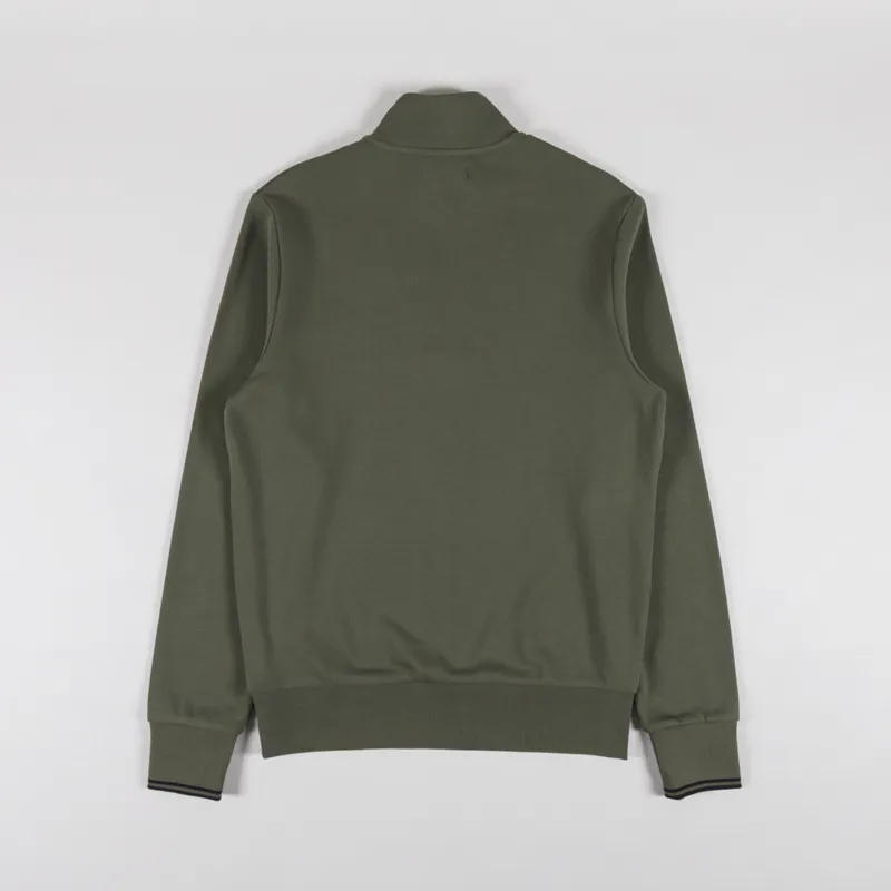 Fred Perry Half Zip Sweatshirt Laurel Wreath Green Black-1