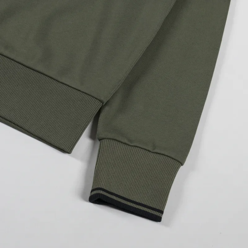 Fred Perry Half Zip Sweatshirt Laurel Wreath Green Black-6