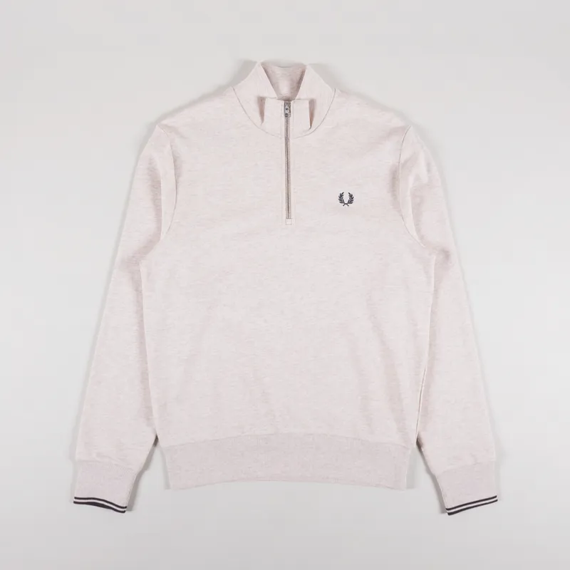 Fred Perry Half Zip Sweatshirt Porridge Marl Anchor Grey