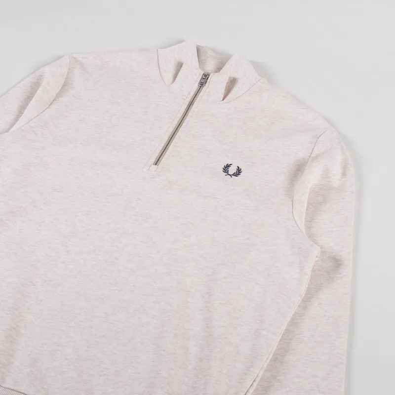 Fred Perry Mens Half Zip Sweatshirt Porridge Marl Anchor Grey
