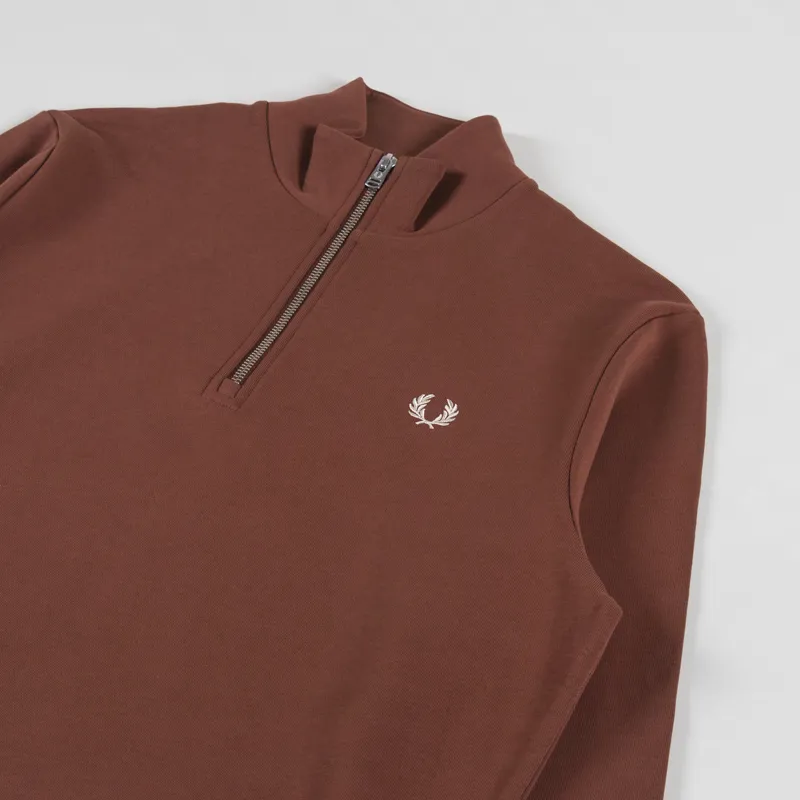Fred Perry Half Zip Sweatshirt Whisky Brown Porridge Marl-2
