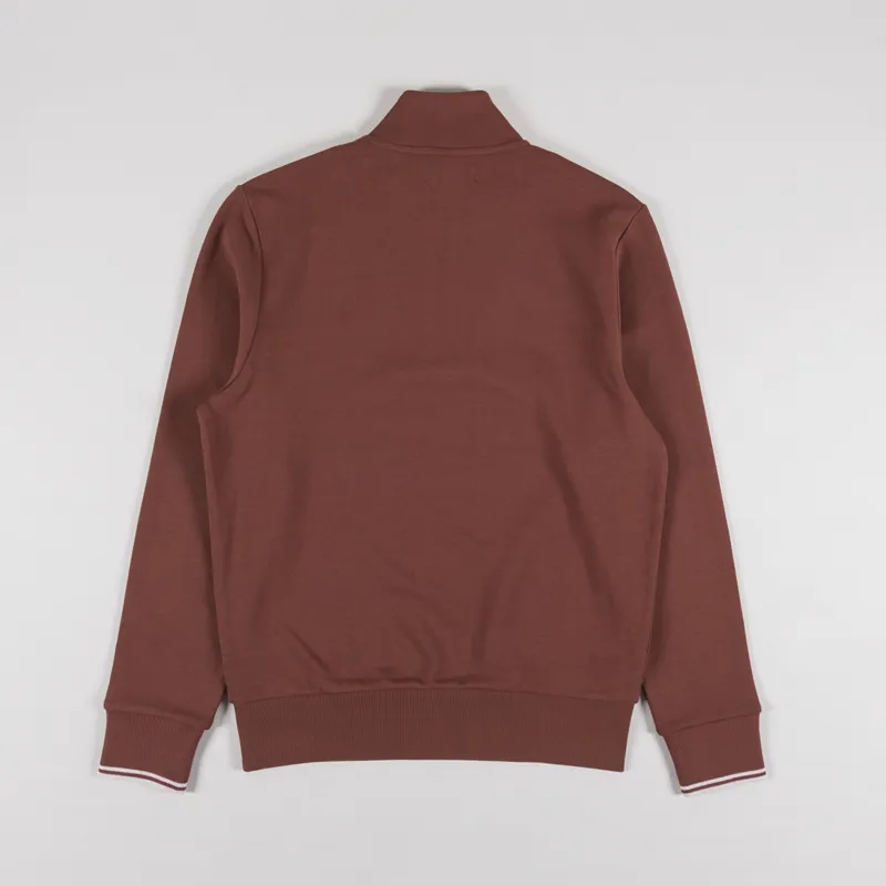 Fred Perry Half Zip Sweatshirt Whisky Brown Porridge Marl-1