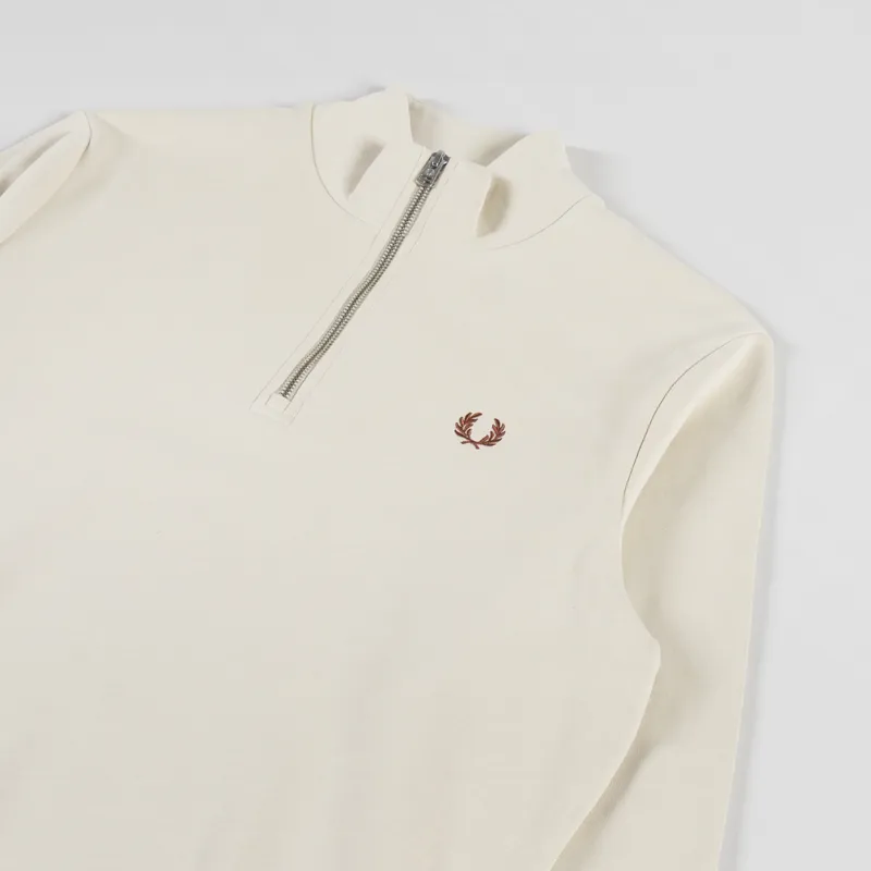 Fred Perry Half Zip Sweatshirt Oatmeal Whisky Brown-2